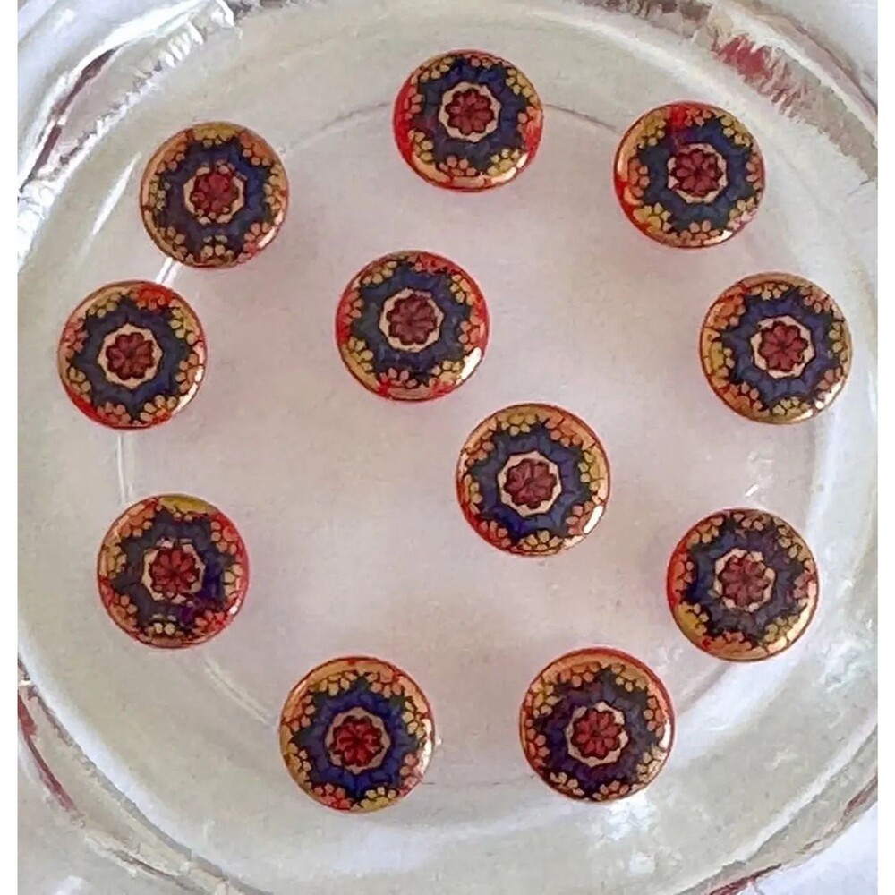 11pcs Beads for Jewelry #20918 Handpainted Cabochon Flatback